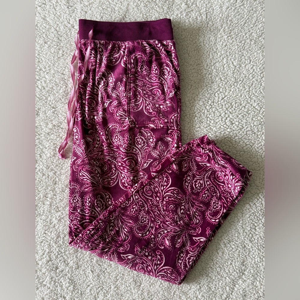 Nautica Women’s Pajama Bottoms Purple/Wine Paisley Lounge Pants Size XL